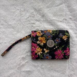 Vera Bradley Black Floral Quilted Turnlock Wallet Wristlet